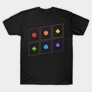 Rainbow Minimalist Polyhedral D20 Dice Tabletop RPG T-Shirt